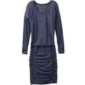 Athleta Tulip long sleeve ruched heather blue active dress